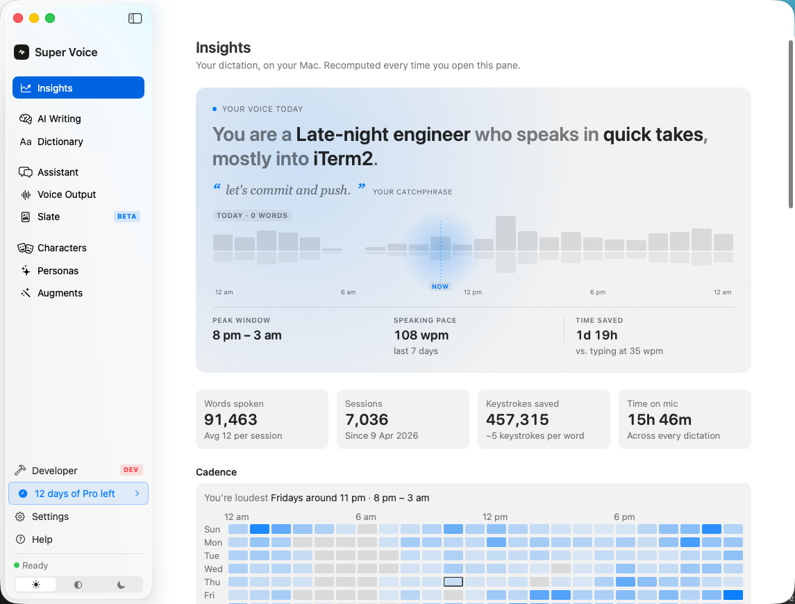 Super Voice Mode insights dashboard